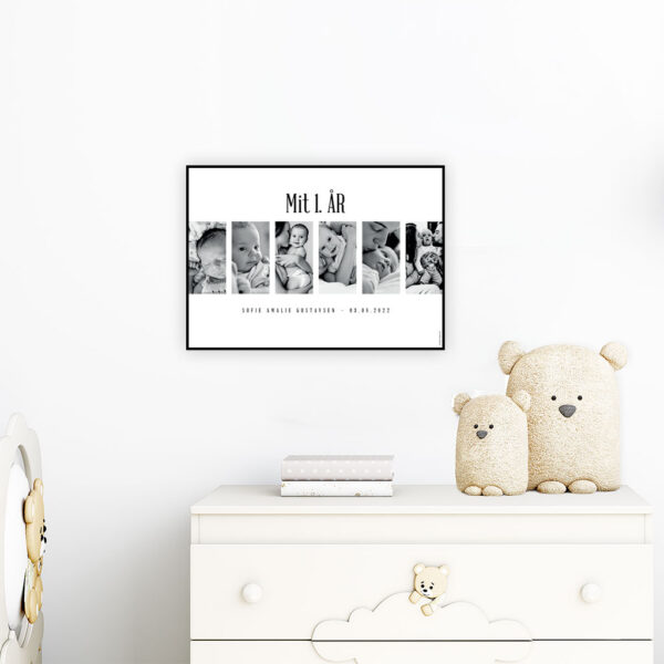 Viser mit første år som boernefotoplakat med 6 fotos fra plakatcompagniet x
