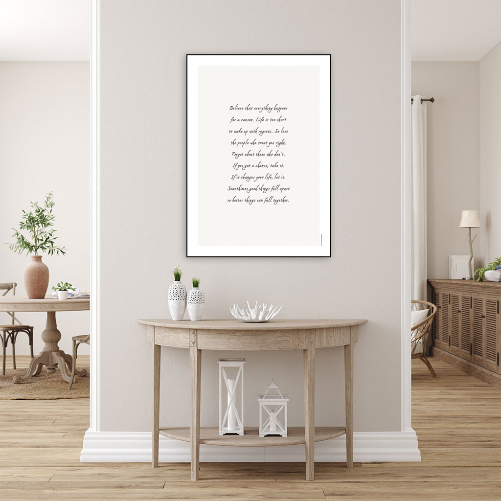 viser citatplakat med angivelse af "Believe-citat" på beige baggrund fra www.plakatcompagniet.dk