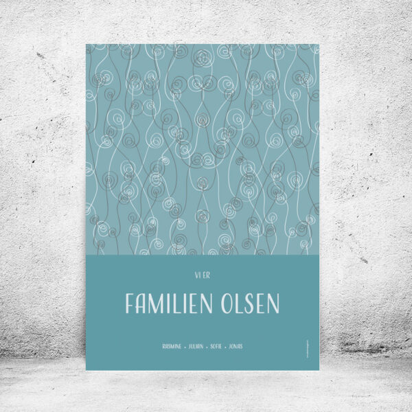 Alternative view of F amilieplakat "Vi er familien..." med abstrakt mønster